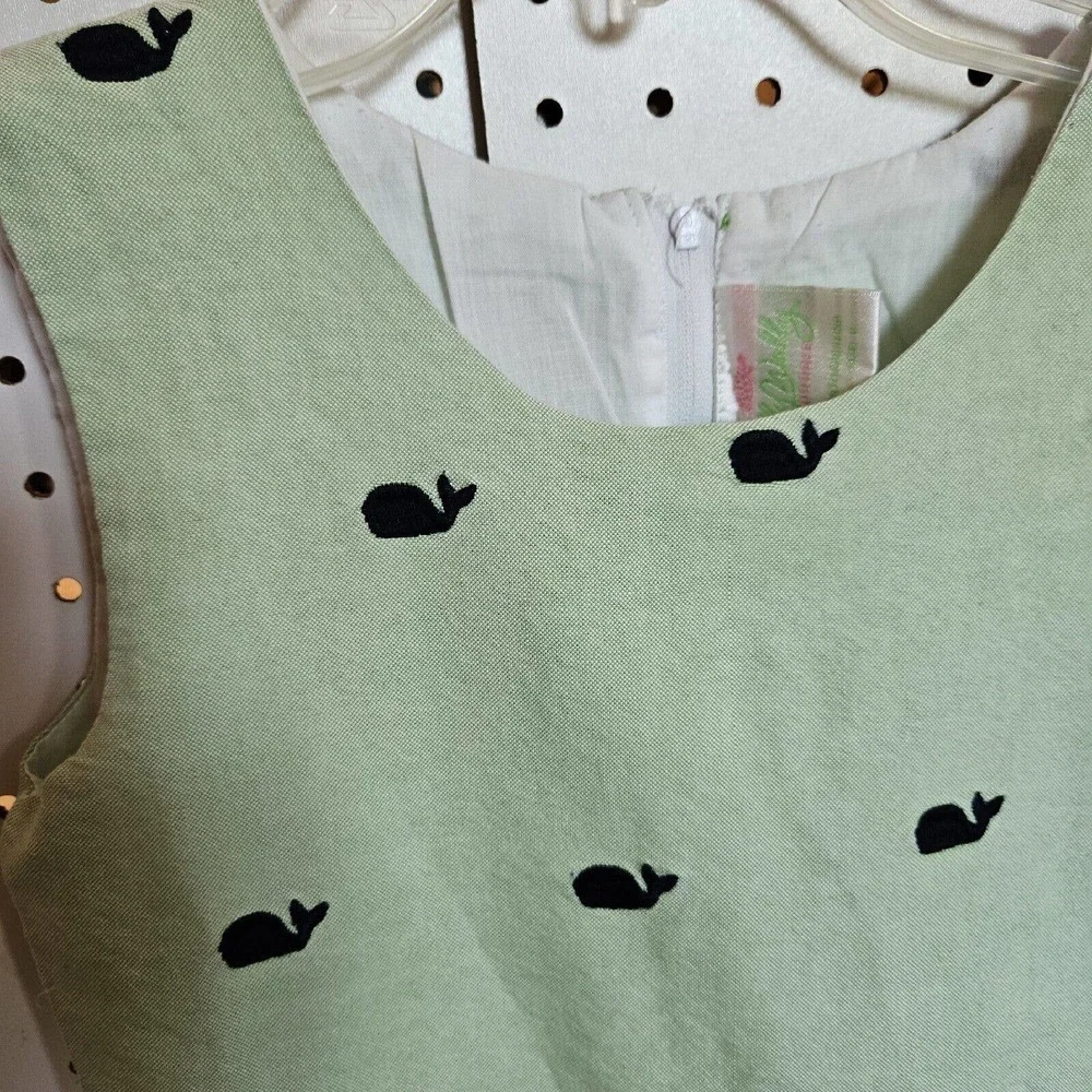Girls Lolly Wolly Doodle Dress Green With Navy Embroidered Whales Size 8